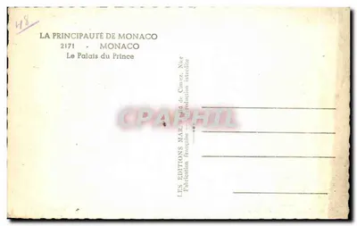 Le Palais du Prince — Monaco — Éditions Mar — Rewers