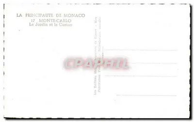 O Jardim e o Casino — Mônaco — Edições Mat. Boulevard de Cimiez — Verso