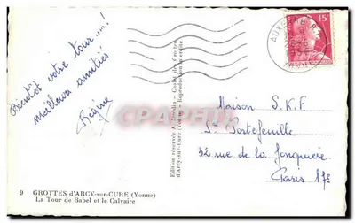 Grutas de Arcy-sur-Cure — A Torre de Babel e o Calyaire — Edição A. Jumlin — Verso