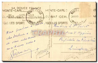 Pałac Kasyna w Monte-Carlo — widok panoramiczny — Wydawnictwo Art Véron, nr 107 — Rewers