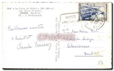 Le Ruine di Nideck — vicino Casa Forestale — Edizione X. Lechner & Cie, Strasburgo — Verso