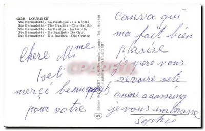 Lourdes — Pamiętnik z Lourdes — Wydawnictwo A. DORCET — Rewers
