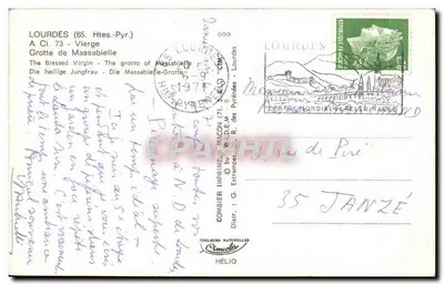Estátua da Virgem Imaculada Conceição — Gruta de Massabielle — Lourdes — Verso