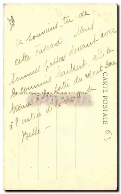 Le Mont-Dore — La Grande Cascade — Édition La Cigogne, Vichy — Verso