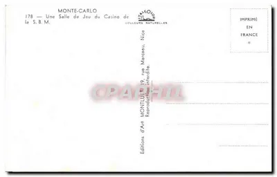 Sala de Jogo do Casino de Monte-Carlo — Editora: Editions d'Art Monte-Carlo, Nice — Verso