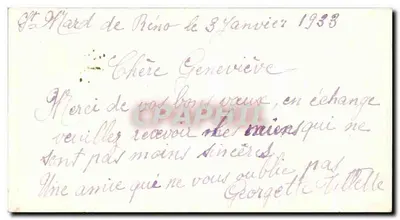 Embarcação a vela — flores — carta de boas-vindas — Verso