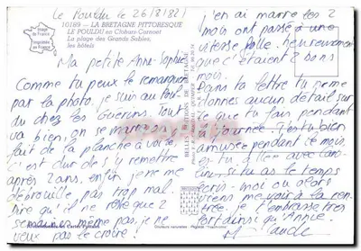 Le Pouldu — Şehir Manzaraları — Otel Manzaraları — J. K. Lequdal Editörü, no 10189 — Arka yüz