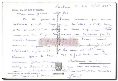 Fauna das Pirineus — Edições Modernas «Teatro» Limoges, n° 65/459 — Verso