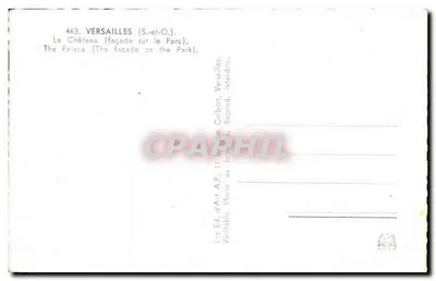 Versalhes — Facha da Cidade do Castelo no Parque — Ed. d'Art A.P. n°463 — Verso