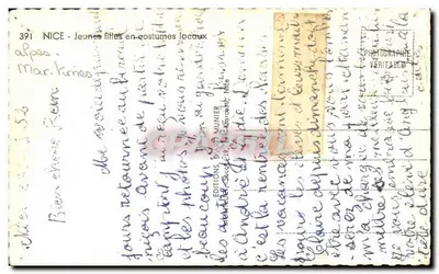 Młode kobiety w lokalnych strojach — Nice — Wydawnictwo David Munier, nr 391 — Rewers
