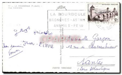 Vista geral de La Bourboule — montanhas no fundo — Edições Artísticas VERITABLE — Verso