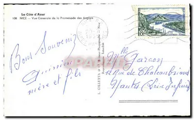 A Costa do Azul — Vista Geral da Promenade des Anglais — L. Gilletta & Cie, NICE, n°108 — Verso