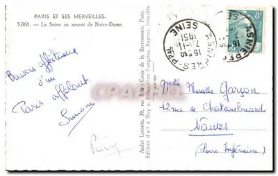 Parijs en zijn wonderen — De Seine boven de Notre-Dame — Artistieke uitgaven « Guy » — Achterkant