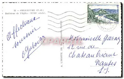 Wnętrze kościoła w Collioure — XVII wiek — A. L'HOSTE, Paryż — Rewers