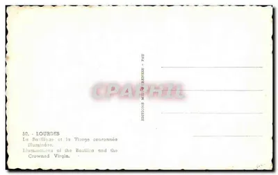 Lourdes — A Basílica e a Virgem Coroada Iluminadas — Edições Mit-Frennes - Pau, n°50 — Verso