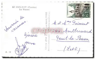 Le Saillant (Corrèze) — A Vézère — Éditions d'Art Paris — Verso