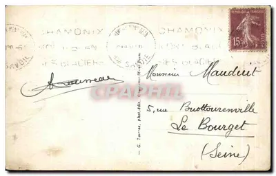 Chamonix-Mont-Blanc — La Mer de glace — G. Tarras, fot. wyd. — Rewers
