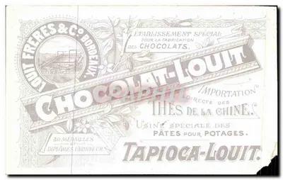 Kwiaty i krajobraz — reklama Chocolat-Louit — wydawca Louit Frères & C° Bordeaux — Rewers
