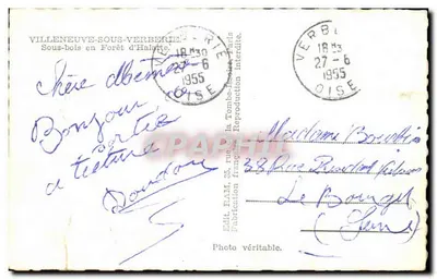 Floresta de Halatte — Caminho sob as árvores — Villeneuve-sous-Verberie, editor R.A.M. n°30 — Verso