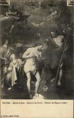 Troyes - Église St-Jean - Baptême du Christ - Tableau de Mignard (1667) - L. Brunon, photo Troyes