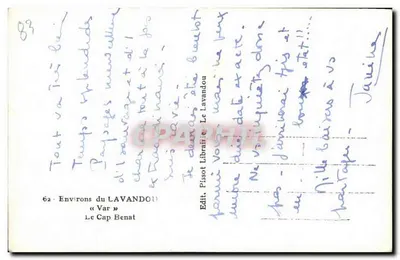 Le Cap Benat — Arredores do Lavandou — Edit. Pissot Librairie Le Lavandou — Verso