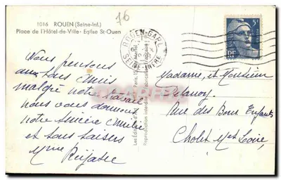 Rouen — Plac Hôtel-de-Ville i Kościół Świętego Ouena — Wydawnictwo Sztuki — Rewers