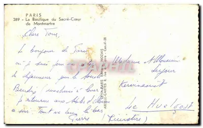 Basilique du Sacré-Cœur — Montmartre — Éditeur : ABELLE-CARTES 8, rue de la Carre - Cen.41.28 — Reverso