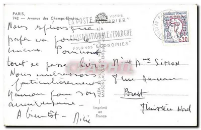 Champs-Élysées — vista do Arco do Triunfo — editor Alfa, n° 742 — Verso