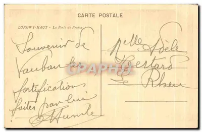 Longwy-Haut — A Porta da França — editor desconhecido, número de série não visível — Verso