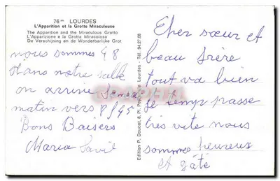 Lourdes — Wizja Najświętszej Maryi Panny z Lourdes — Wydawnictwo Ed. Luf — Rewers