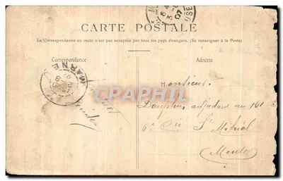 Antieke ansichtkaart Reims Beeld van Marechal Drouet d'Erion — Achterkant