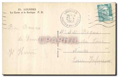 The Cave and the Basilica — Lourdes — Edition P. Doucet — Back