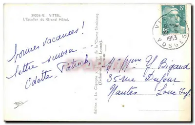 Schody Grand Hôtel — Vittel — Wydawnictwo La Cigogne — Rewers