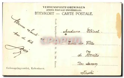 Fontaine de la place de la Concorde — Paryż — wydane przez VERDENSPPOSTFORENINGEN — Rewers