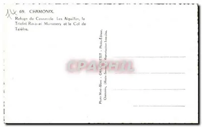 Refúgio do Couvercle — Les Aiguilles, o Triolet Mummery e o Col de Taléfre — Foto CAY-COUTTET — Verso