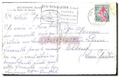Aix-les-Bains — Palais de Savoie — Éditions BEVARD — Verso