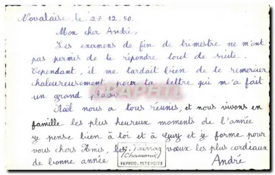 Jezioro Novalaise — widok alpejski — Les Tainnay (Chamonix) — numer serii nieodczytelny — Rewers