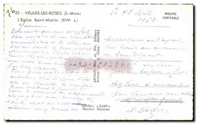 Kościół św. Martyna — Veules-les-Roses (S.-Mme) — wydawca Gaby, N°23 — Rewers
