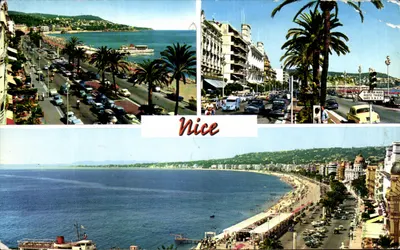 Nice — vue panoramique de la promenade des Anglais et du port — éditeur POSTE THIERS S.A.C.F.