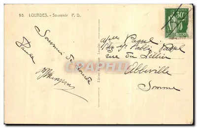 Gruta de Lourdes — Oración y bendición — Edición P. Dupont, n° 98 — Reverso