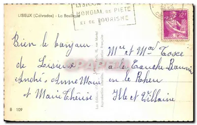 La Basilique du Sacré-Cœur — vue générale — Les Éditions d'Art Mondial de Piété et de Tourisme, B 109 — Verso