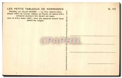 Rouen — La Tour Jeanne d'Arc — Éditions Victor-Emmanuel, N° 115 — Verso