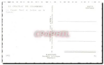 Zamek w Chambord — Front północny i ogrody na Cossan — Wydawnictwo Estel — Rewers