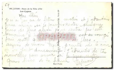 LYON - Parque da Cabeça de Ouro — Os Cisnes — Réal-Photo, Paris — Verso