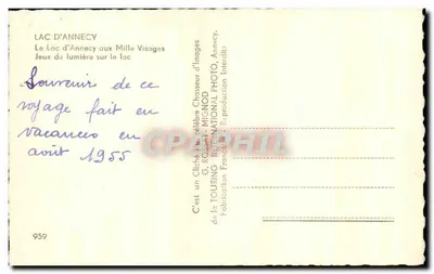 Jezioro Annecy — Gry światła na jeziorze — G. Rossant-Mignod, n° 959 — Rewers
