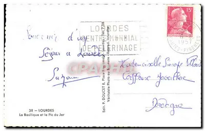 Lourdes — Bazylika i Pic du Jer — Wydawca Edlux, n°38 — Rewers