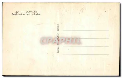Lourdes — Błogosławienie chorych — Wydawnictwo P. DOUCET, Lourdes — Rewers
