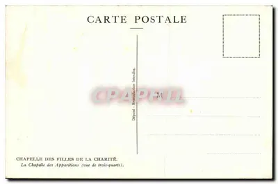 Tarjeta postal antigua Capilla de las Hijas de la Caridad La Capilla de las Apariciones — Reverso