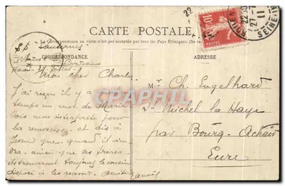 Rouen — Szczegółowy widok z lucarny Pałacu Sądowego — C.V. 291 — Rewers