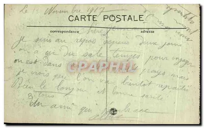 Perdun — Rue des Hauts Degrés po bombardowaniu — wydawca: L. Vaugrenard, nr 17 — Rewers